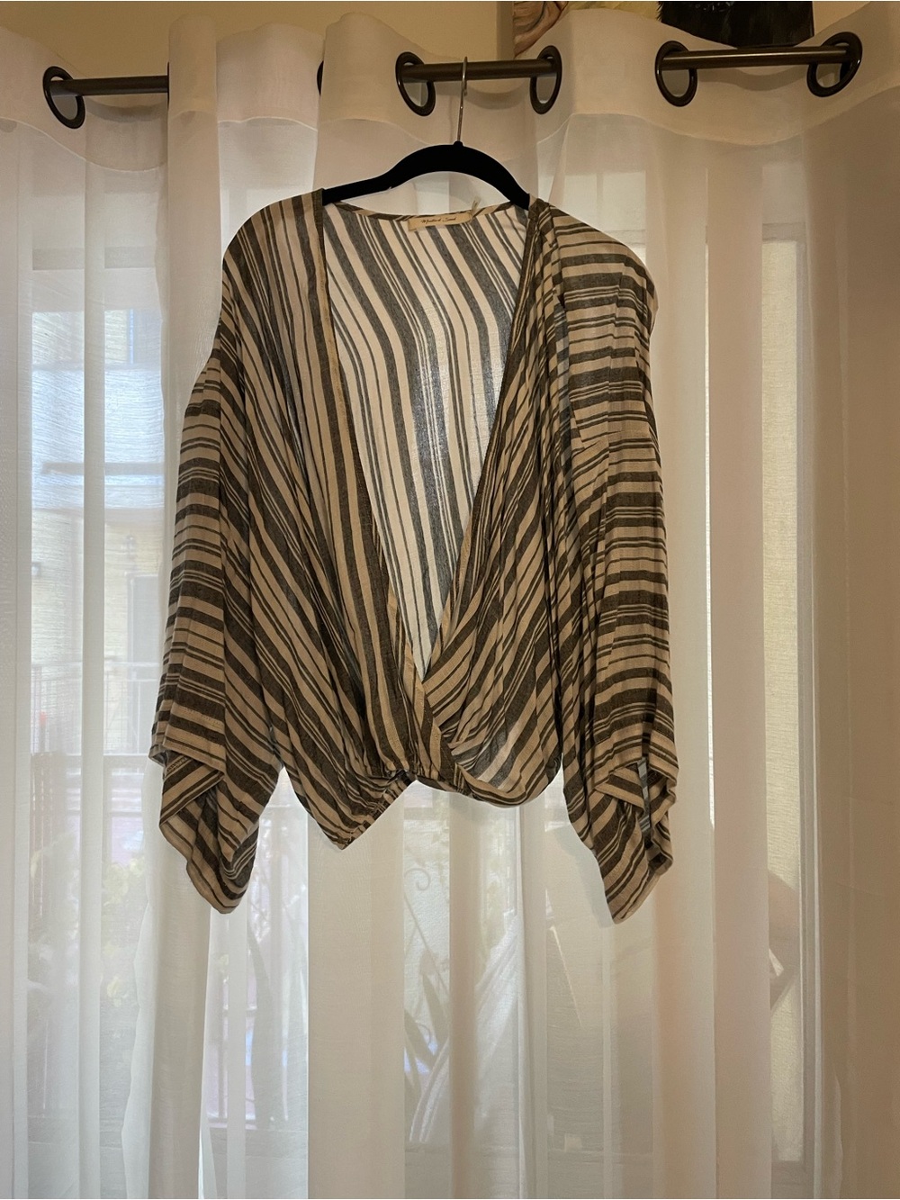 Mustard Seed Blue White Striped Blouse